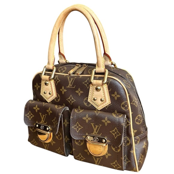 Authentic Louis Vuitton Monogram Leather Manhattan PM Satchel Bag with Dust Bag - Picture 5 of 16